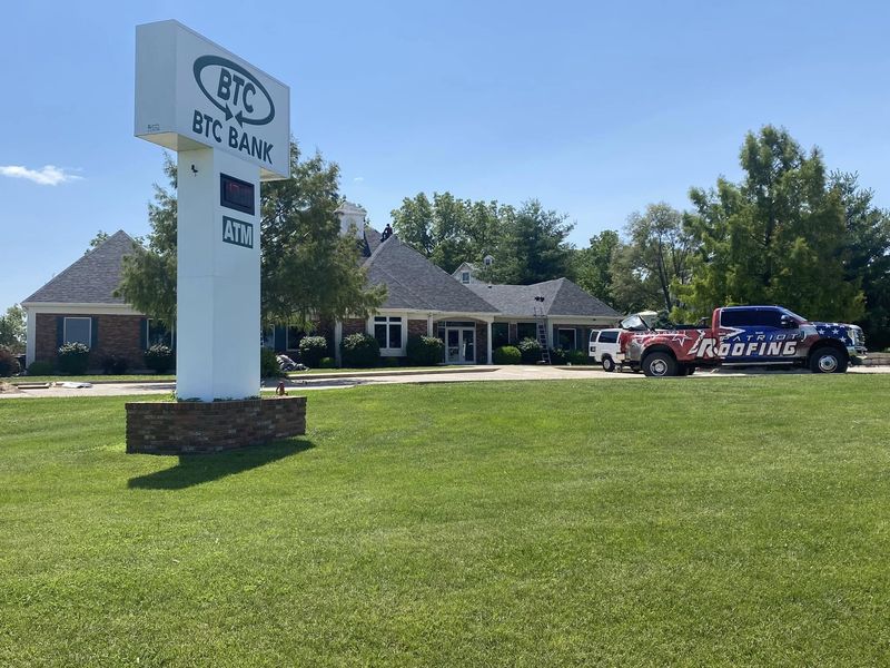Bank branch, business open throughout