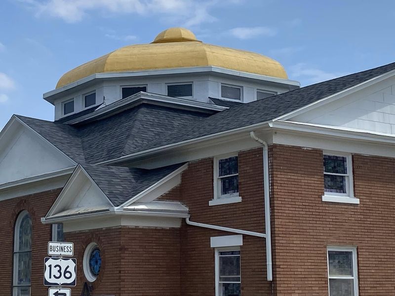Historic church, dome and slate-look shingle